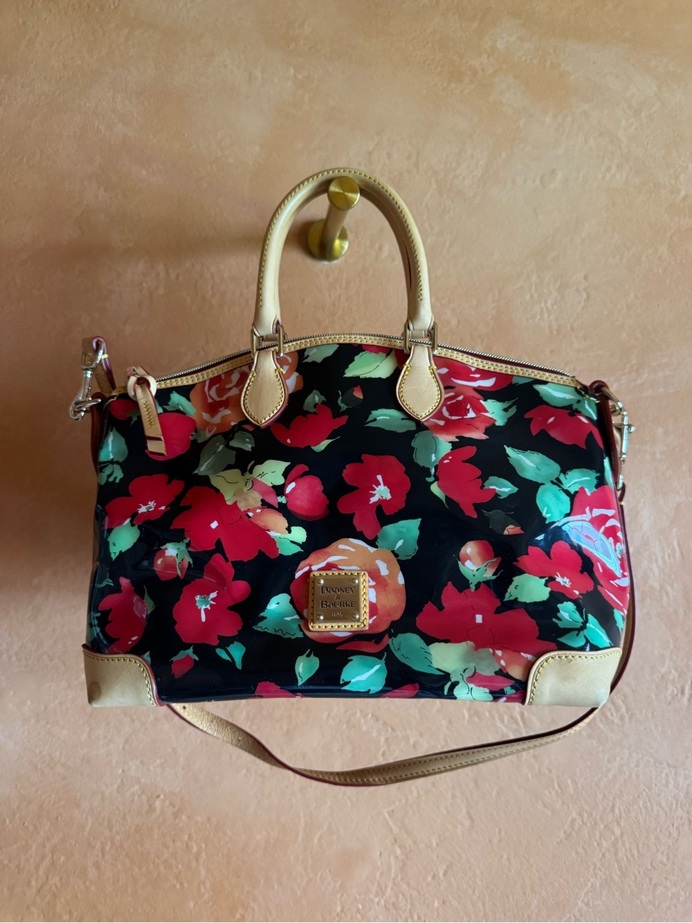 Dooney & Bourke Garden Rose Floral Domed Satchel Shoulder Bag
